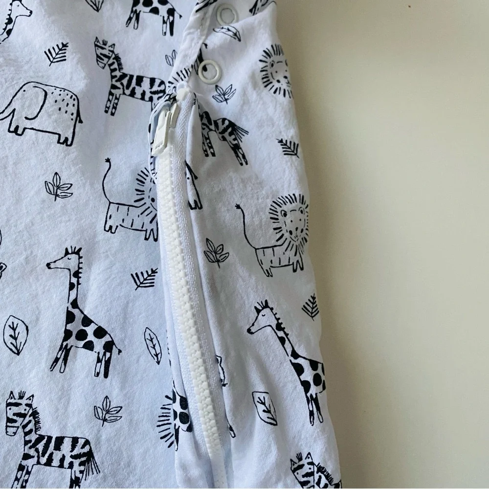 JoJo Maman Bebe Sleep Bag 0-6 months White Animal Print Cotton Summer